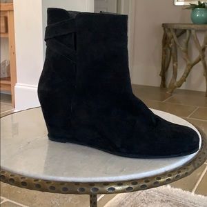 Black suede wedge booties